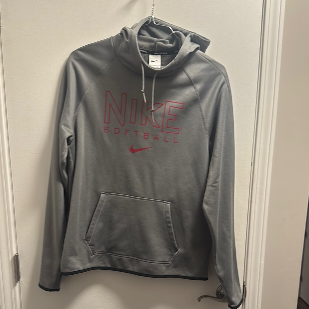 *Nike Gray Athletic Softball Hoodie Quarter-Zip Performance